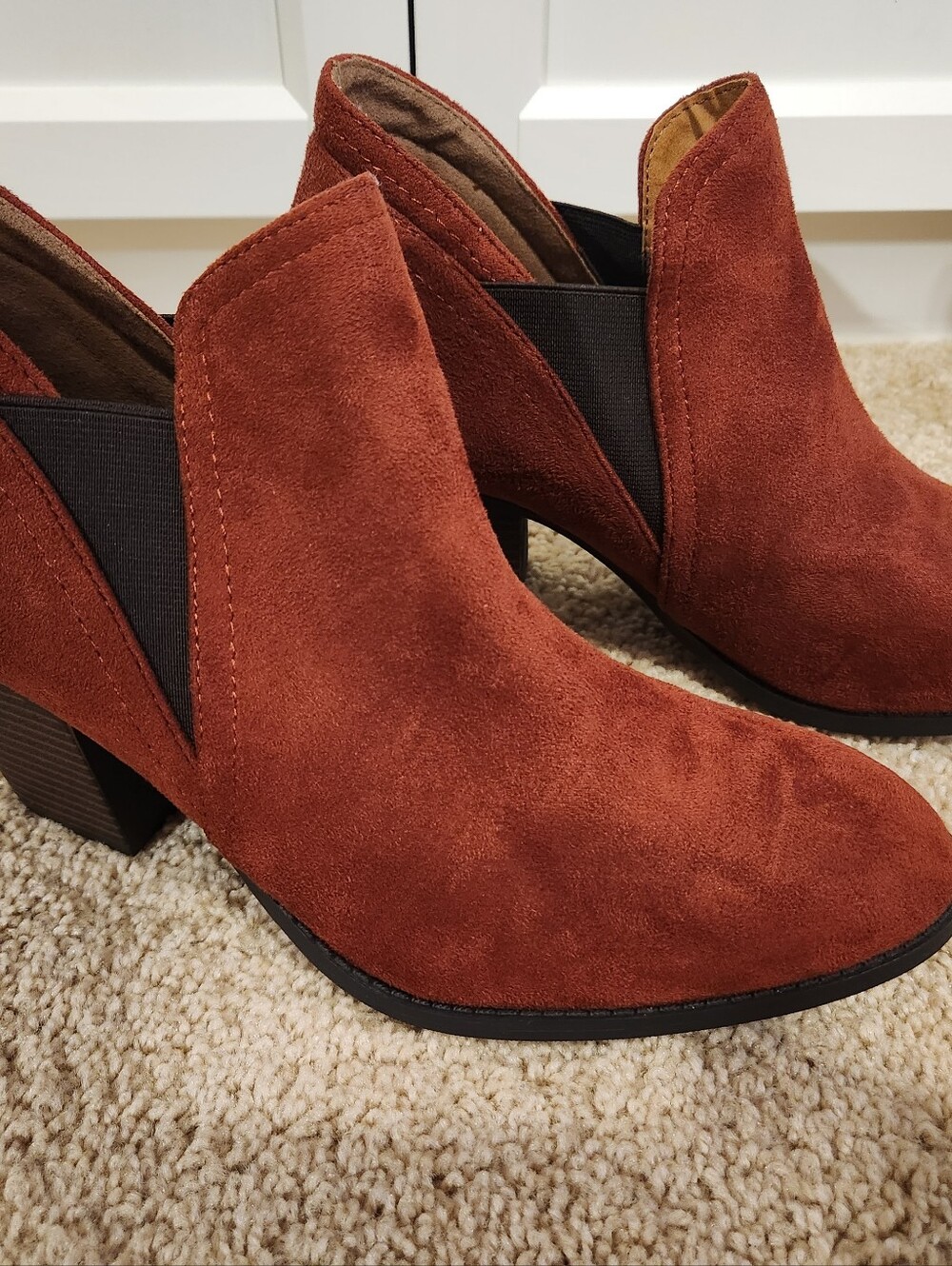 Women's Suede Ankle Booties - Rust Brown